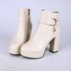 Fashion Fashion 2024 Women's High Heel Autumn Winter Chunky Heel Platform Shoes Side Zippers Ankle Boots Plus Size 33-43