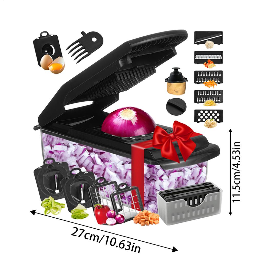 18 in 1 Multifunctional Vegetable Chopper Handle Food Grate Food Chopper Vegetable Slicer Dicer Cut Kitchen Items чёрный