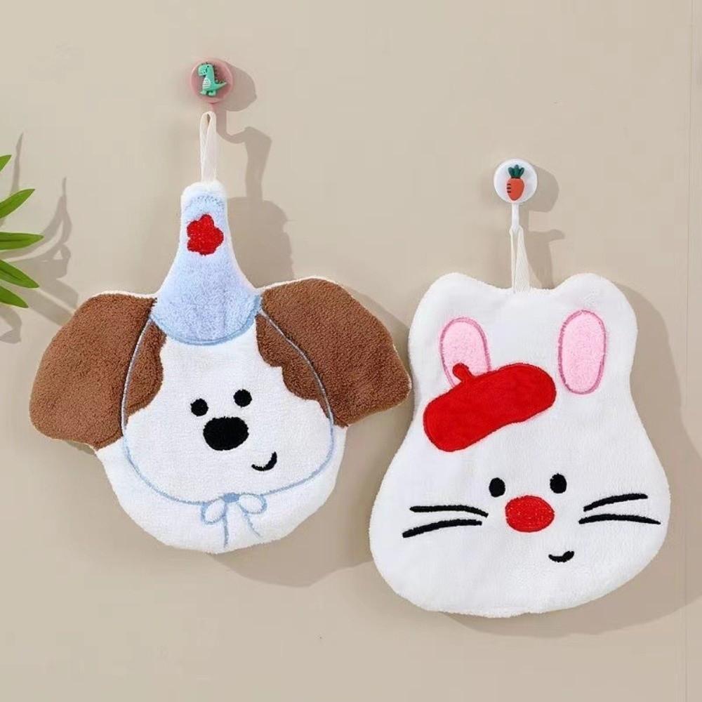 Cartoon Absorbent Hand Towel Double Layer Hanging Handkerchief Towels Thickened Quick Dry Bathroom Towels Home Use