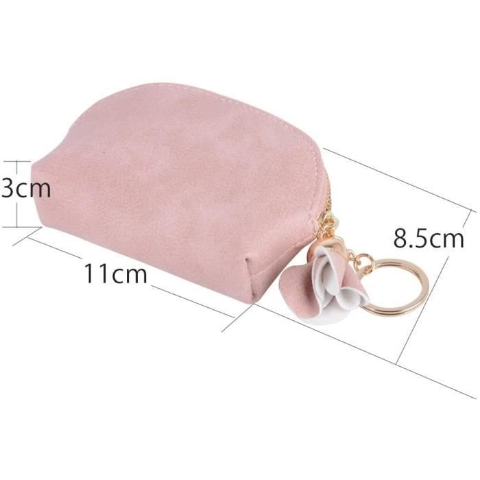 Porte-monnaie - Femme - Rose - Pendentif - Fermeture éclair - Compact