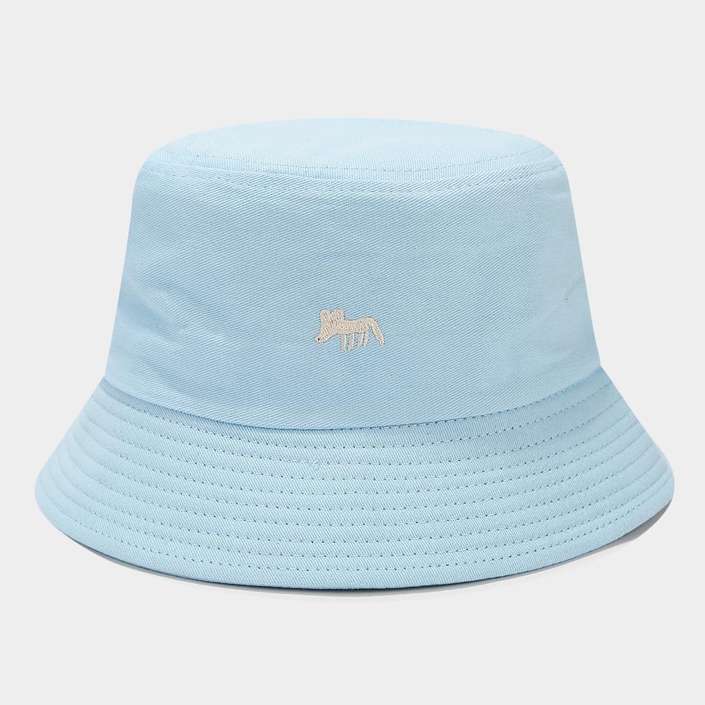 Cartoon fox embroidered bucket hat women fashion hipster sun hat summer college style couple foldable basin hat