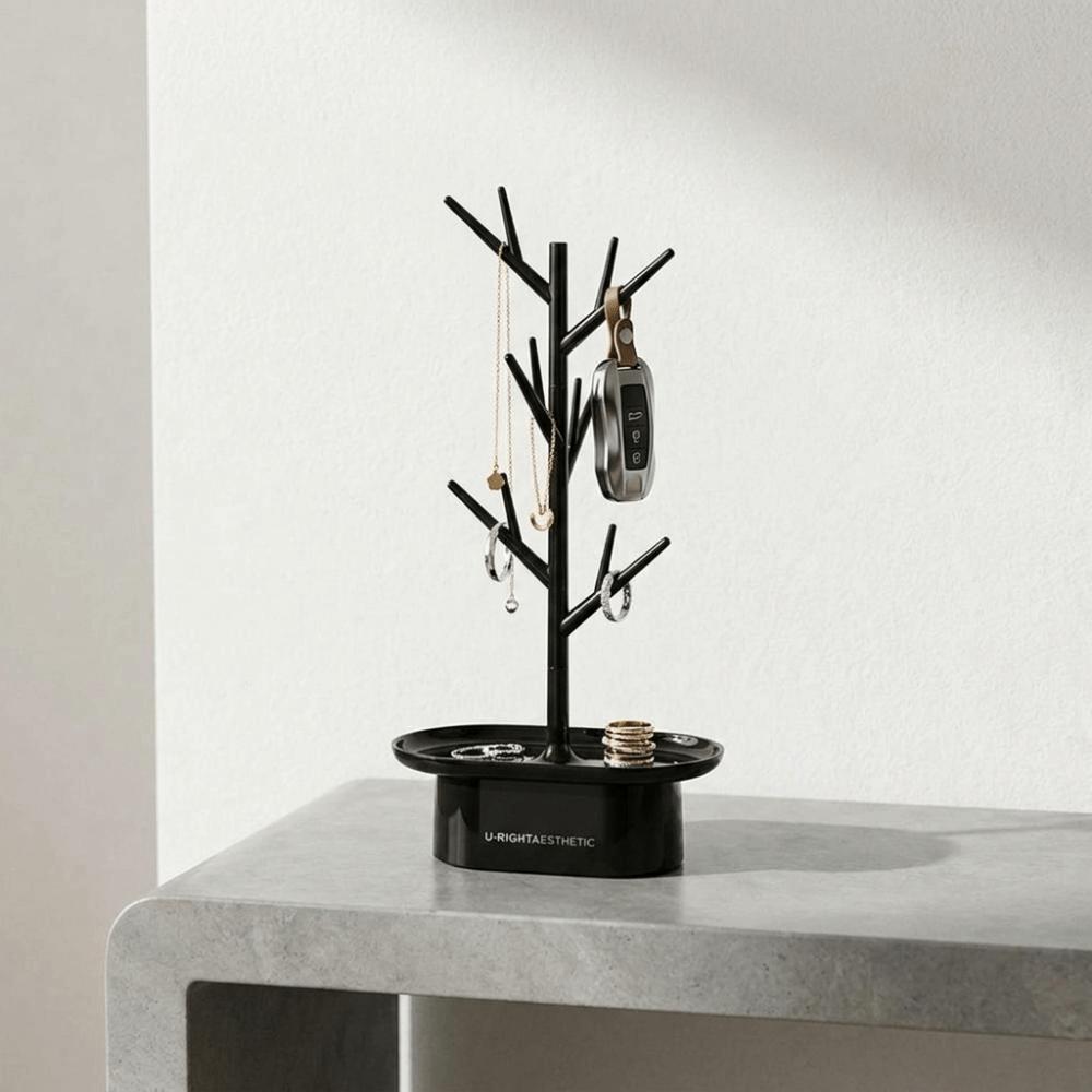 Space Saving Tree Shape Jewelry Rack Decorative Jewelry Display Stand Creative Key Holder Tabletop