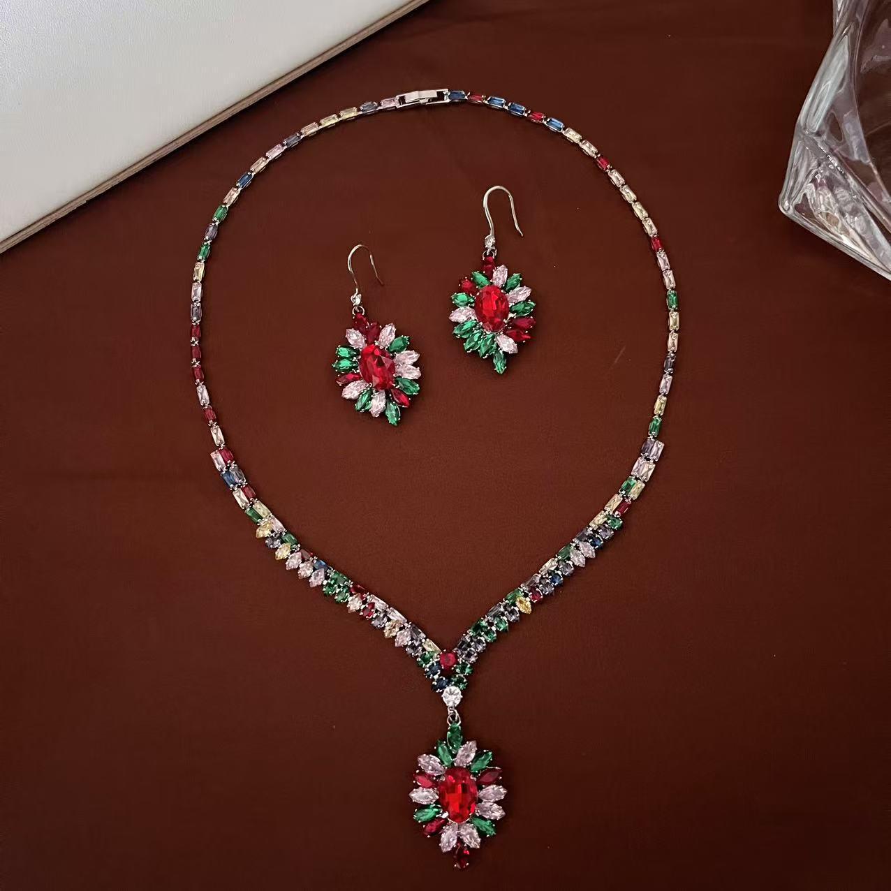 New Fashion Trend Zirconia Luxury Ocean Heart Bridal Necklace Set