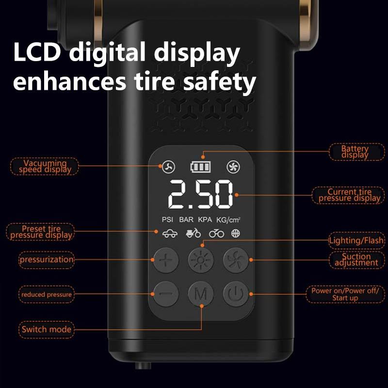 Electric USB Wireless Multi-functional Vacuum Inflator Pump Quick Air Compressor 150psi Portable Self-checking Tire Pressure