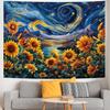 Yuiqear Sunflower Starry Sky Tapestry Galaxy Space Tapestries Mysterious Mountain River Wall Decor Fantasy Landscape Tapestry for Bedroom