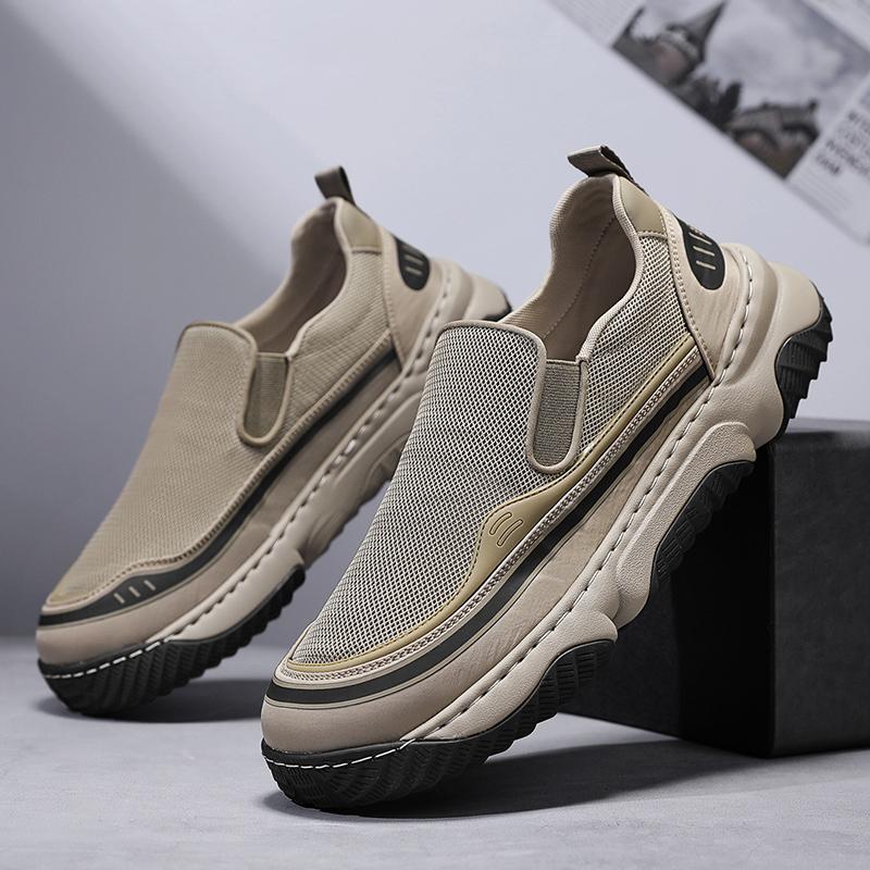 Men's four seasons Casual Shoes Breathable Mesh Wide Head Lightweight Comfortable Slip-On Thick Bottom Fashionable All-Match Sho