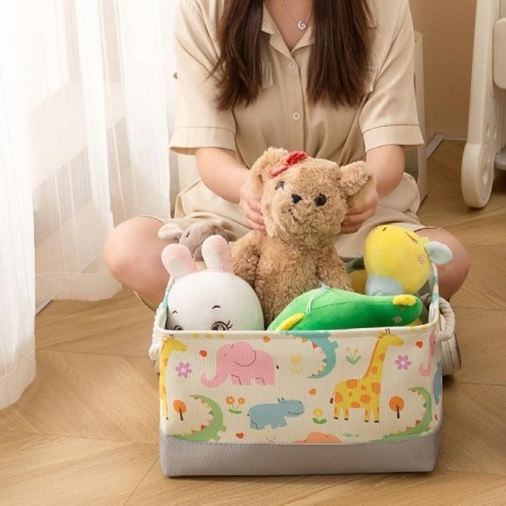 Portable Toys Storage Basket Cartoon Organizer Basket Canvas Laundry Basket Clothes Organization