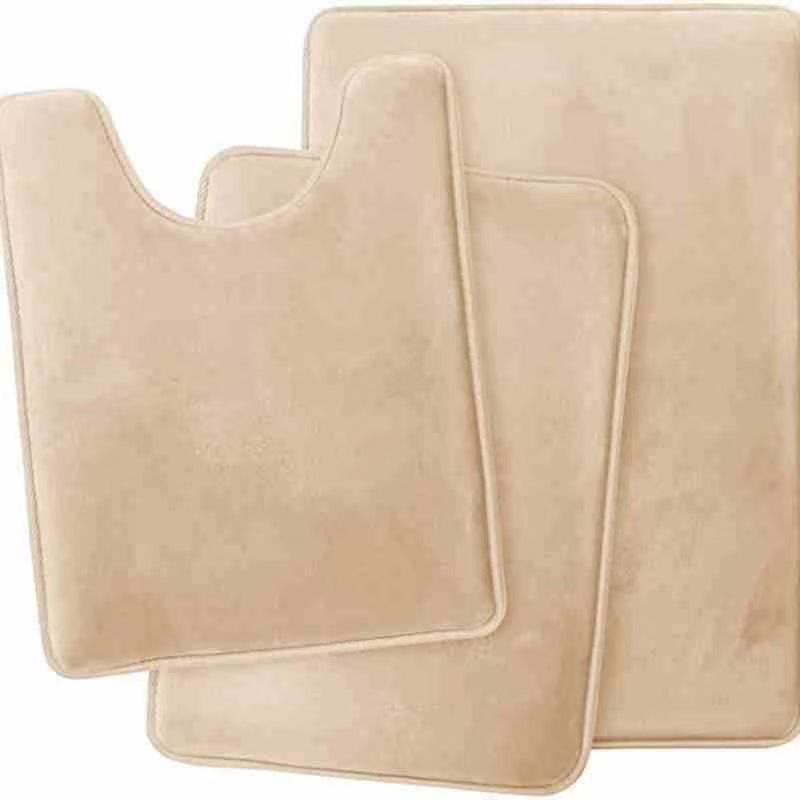 Badezimmer-Bodenmatte Toilette Dreiteiliges Set Korallenvlies Bodenmatte Spezial für Badezimmer Saugfähig und Rutschfest