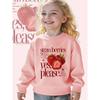 Kids Crewneck Long Sleeve Sweatshirt, Strawberry Text Graphic Print