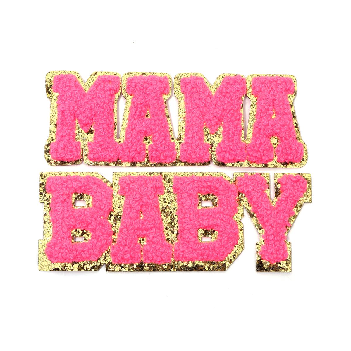 

2pcs BABY MAMA Letter Patches Towel Embroidery Ironing Patches For DIY Crafts Clothing Jeans Applique Stickers Sewing Patches горячий розовый