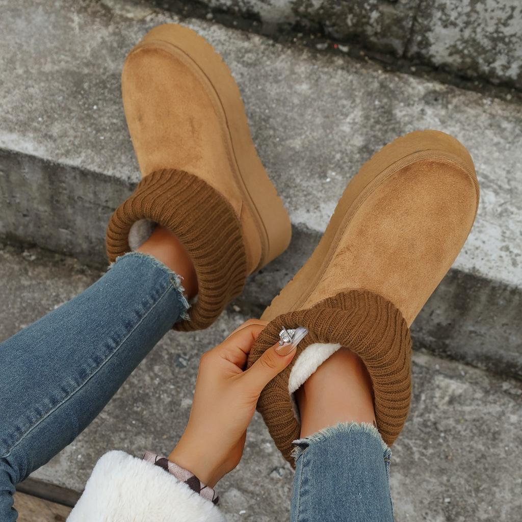 Fleece thickened snow boots women's short boots New comfortable and warm cotton shoes for the winter of 2025 for women