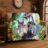New Genshin Impact Cartoon Game Flannel Blanket Soft Warm Throw Blanket for Bedroom Living Room Bed Travel Camping Picnic Gift