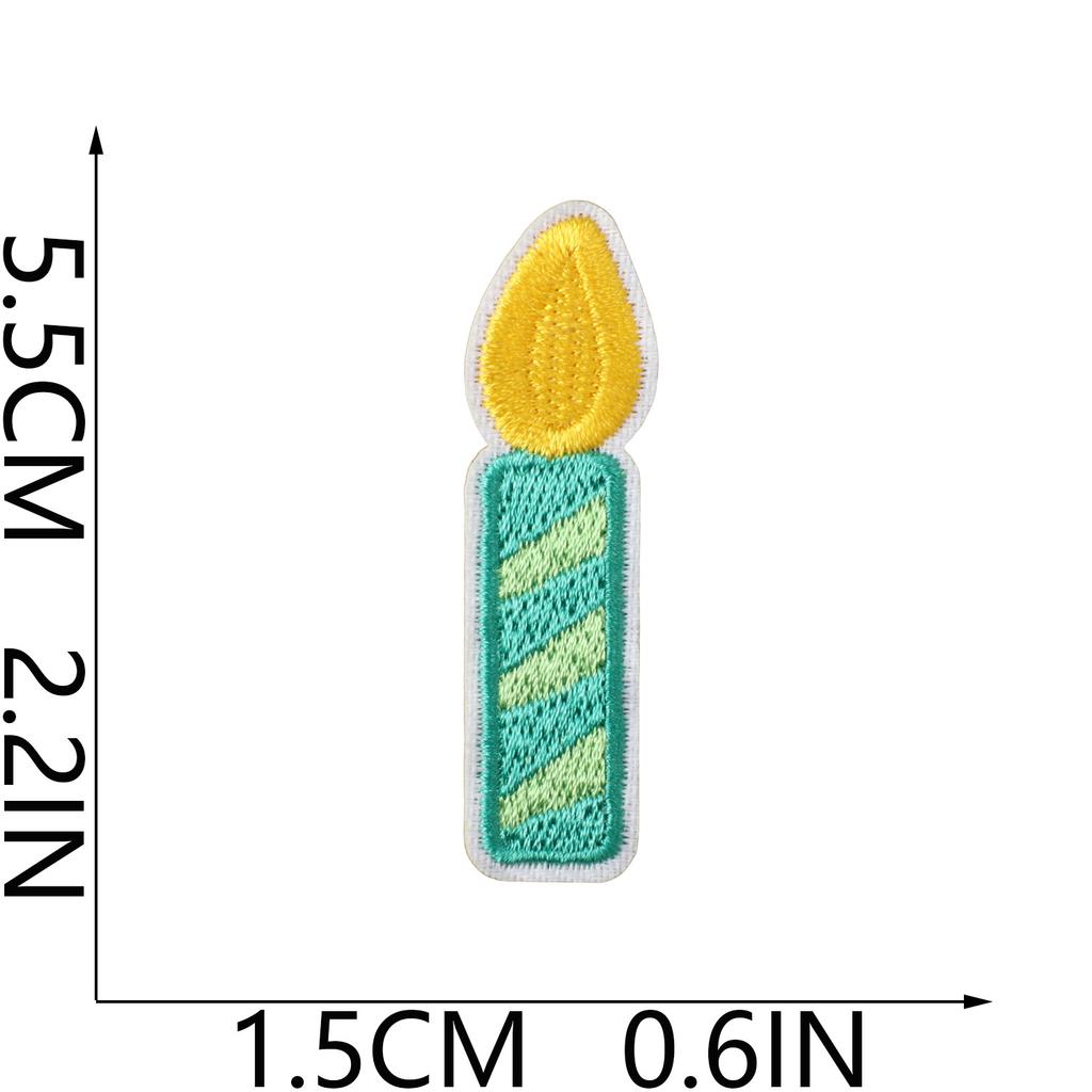 Children'S Birthday Party Embroidery Cloth Sticker Bag Decoration Little Dinosaur Patch Sticker Cartoon Cake Candle Embroidery Stamp Ironing