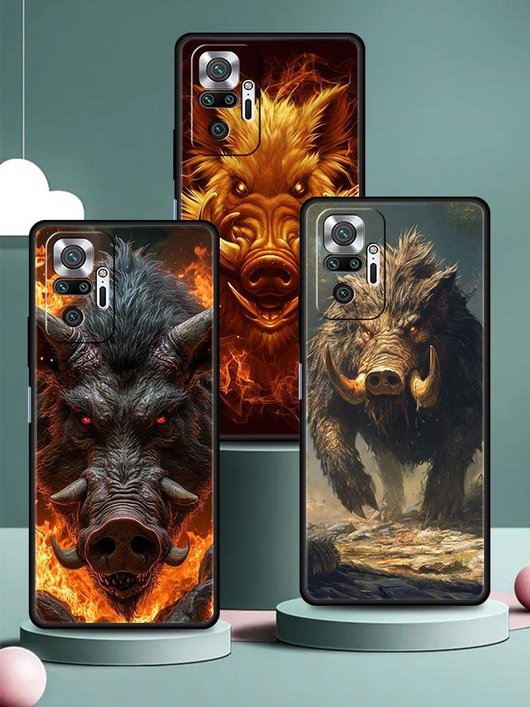 Wild Boar Phone Case Cover for Redmi 14C 10C Note 15 14 13 12 10 11 K40 Pro Plus 5G Soft TPU Shockproof Shell Fundas Capas Coque