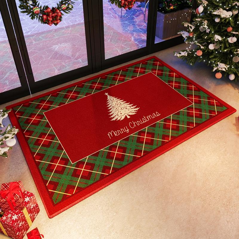 VIKAMA Christmas Durable Anti-Slip Floor Mat for Bedroom, Living Room, Entrance Door - Washable, Non-Greasy, Home Decoration