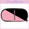 Black Pink Student Pencil Case Nylon Storage Bag For School Office Use