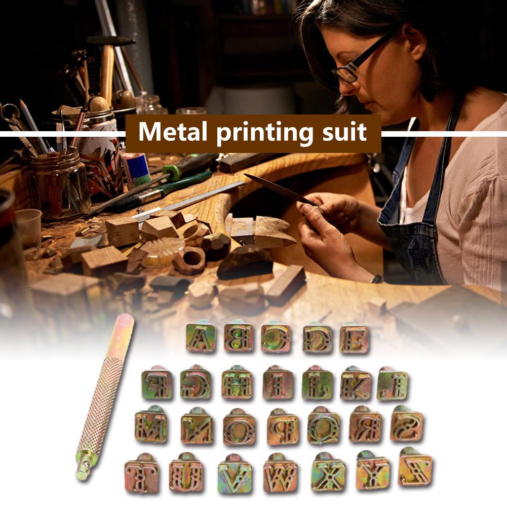 Unique Marking Symbol Set English Letters Leather Punching 26 Stamps Zinc Alloy Set Tools Craft for Mental Stamping