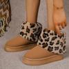 Fashion Fashion Leoaprd Fur Snow Boots for Women Faux Suede Cotton Padded Platform Shoes Woman Winter Non Slip Thick Plush Ankle Boots