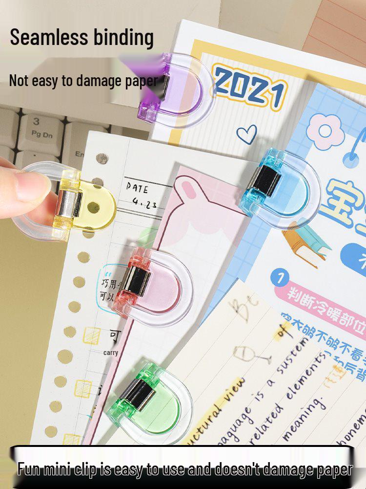 

Transparent Colorful Clips for School and Office File Storage – Creative Push Clips for Test Papers and Folders Fun Design B - 4pcs with Storage Box