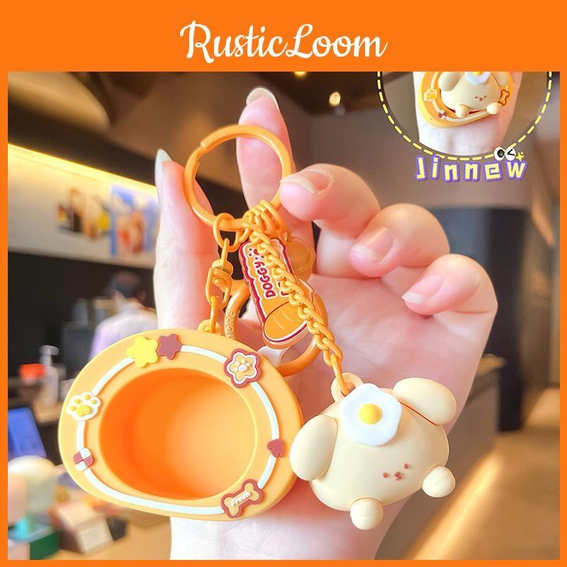 Dog Poached Egg Keychain Backpack Pendant Cartoon Bag Decoration Kids Gifts