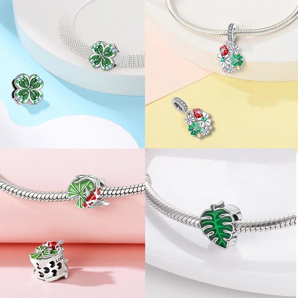Serie Charmscoppergreen Ciondolo Foglia di Monstera Perline Originali per Braccialetti per Donne Creazione di Gioielli Regali