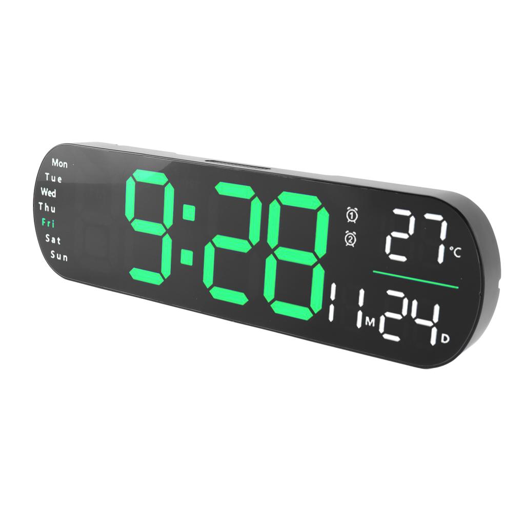 Digital Wall Clock with Remote Control Big LED Screen Display Adjustable 8 Color Lights Digital