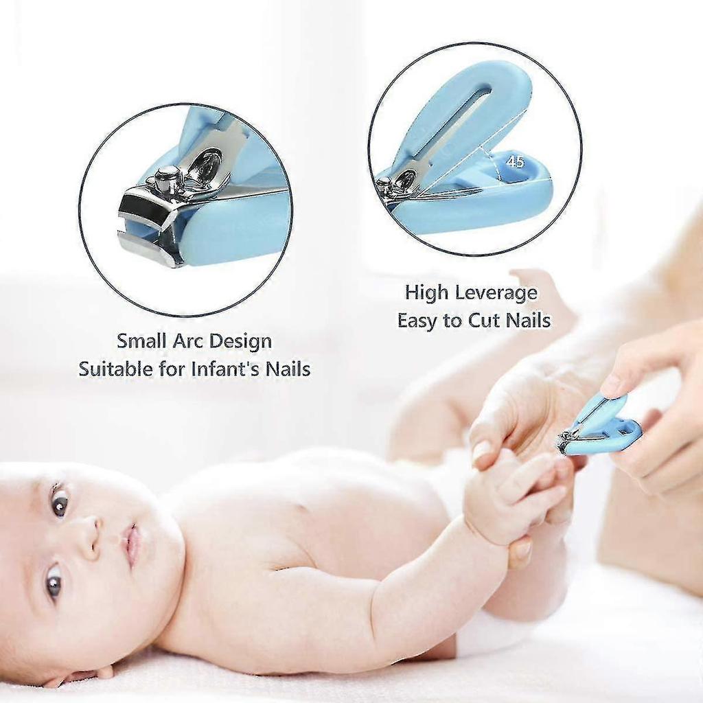 Baby Manicure, 5pcs Baby Nail Care Set, Baby And Toddler Nail Care Kit, Nail Clippers, Scissors, File, Pliers And Ear Pick (blue)