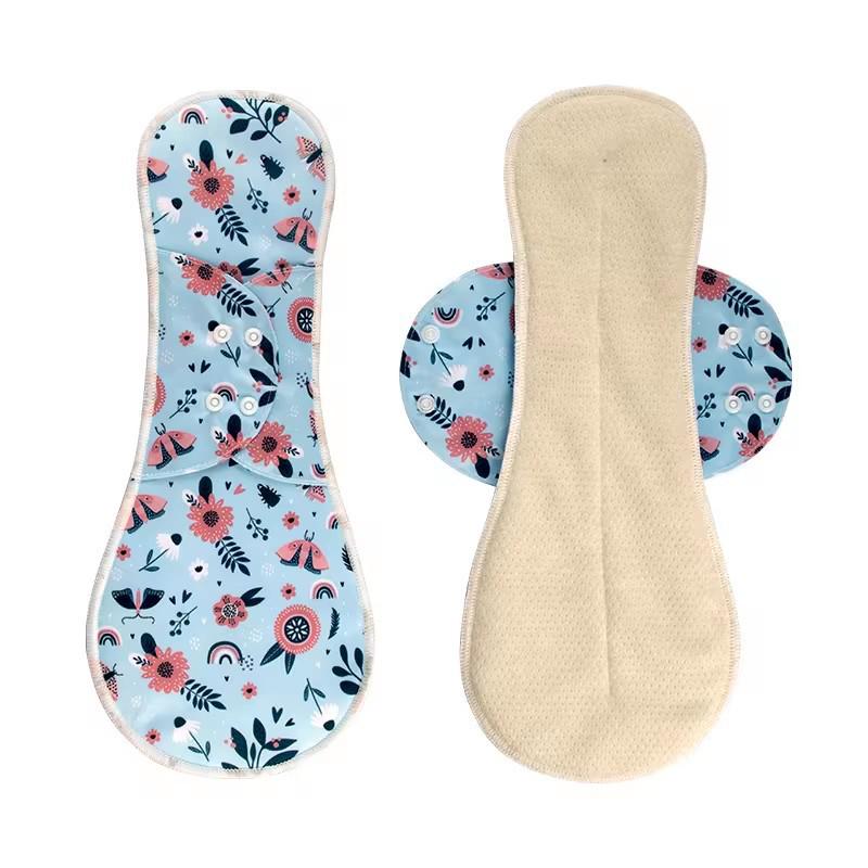 Waschbare Einweg-Binden mit Flügeln - Baumwoll-Netzgewebe und überstickter Rand Menstruationsbinde.