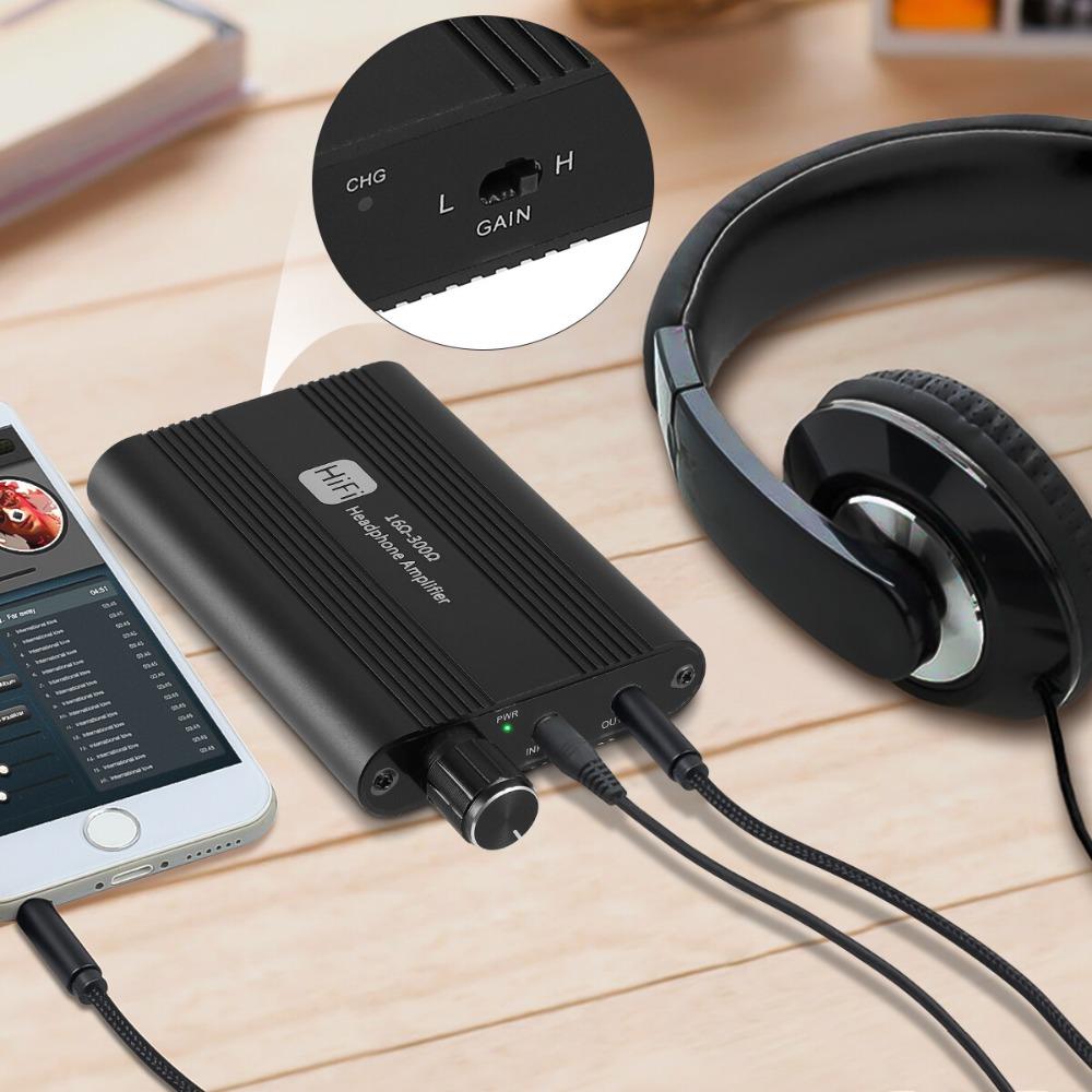 Portable HiFi Headphone Amplifier Amp 3.5mm Headset Amplifier Two-Stage GAIN
