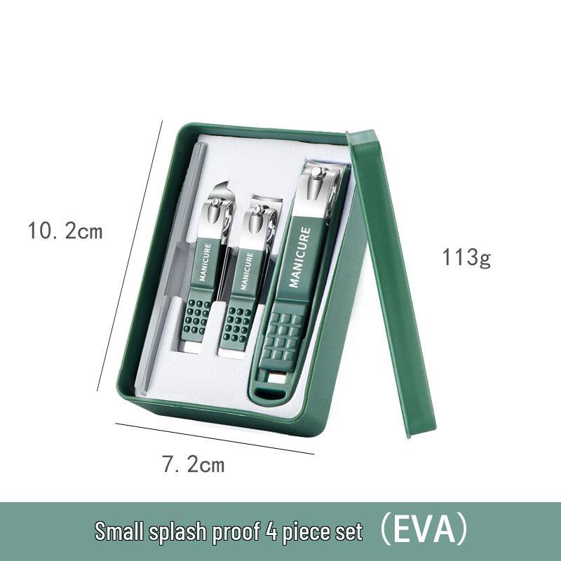 Green Splash-Proof Nail Clipper & Scissors Set - Large, Gift Box Included