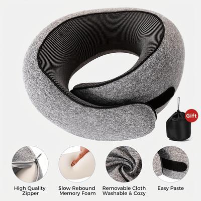 Sanfte Pflege | Ergonomisches Reise-Nackenkissen für Flugzeuge - Atmungsaktive Memory-Schaum-Stütze mit waschbarem Bezug, Ideal für Büro- und Autoschlaf