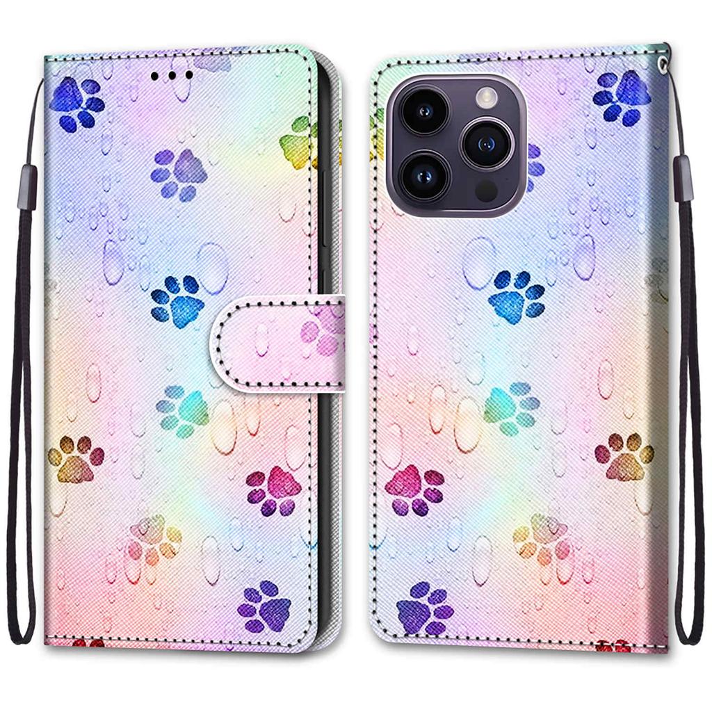 Luxury Painted Leather Case Wallet Book Style Protective Cover for iPhone 16 15 14 13 12 11 Pro MAX 16Pro 15Pro 14Pro 16Plus 15Plus 12mini SE4 (2025)