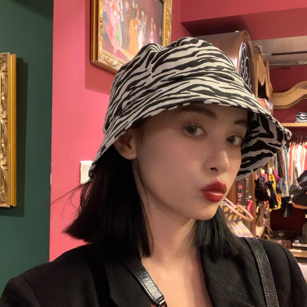 Fashionable Zebra Pattern Bucket Hat For Women Breathable Cotton Sun Hat Protection