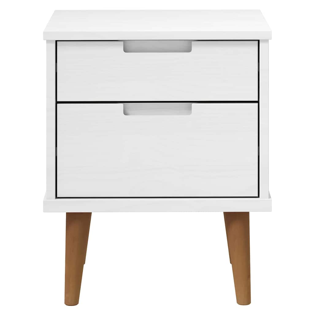 Nightstand MOLDE White 40x35x48 cm Solid Pine Wood