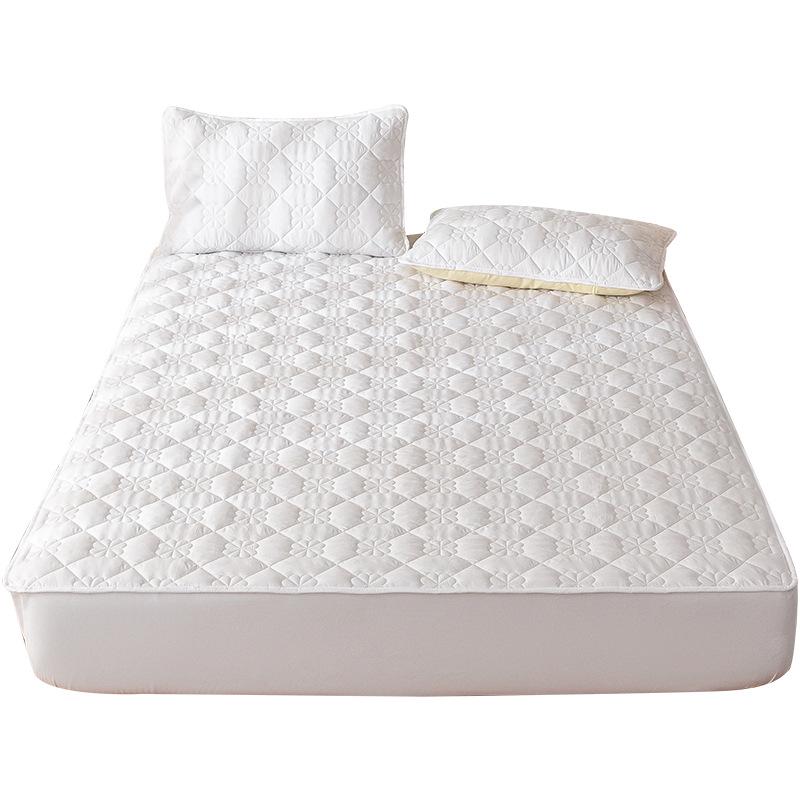 Four Seasons Quilted Raw Cotton Soybean Mattress Protector: Machine-Washable, Dustproof, Fully Enclosed Cover