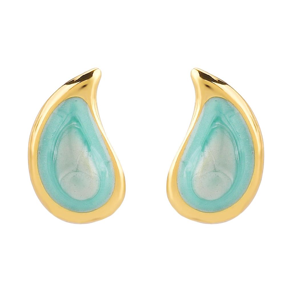 Vintage Oil Dripping Water Drop Geometric Stud Earrings French Minimalist Unique Temperament Stainless Steel Earrings For Women