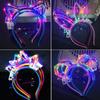 10/20/30pcs Girl Women Led Glow Cat Bunny Ear Hairband Light Up Flash Headband Glow In the Dark Birthday Wedding Party Supply