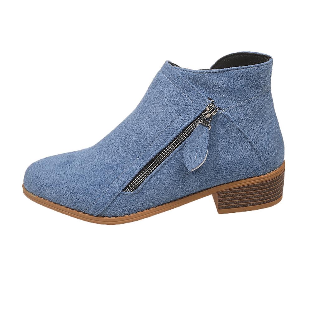 Women's Fall/Winter New Pointed Block Heel Side Zip Large Size Doc Martens