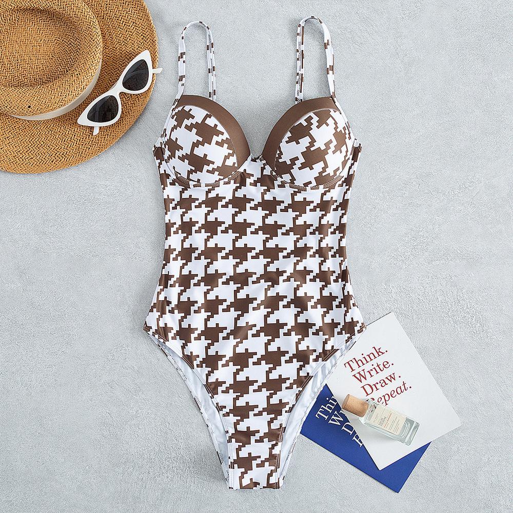 Σέξι στάμπα γυναικεία μαγιό Push UP One Piece μαγιό Monokini εξώπλατο κοίλο καλοκαιρινό μαγιό