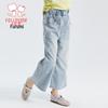 Fulomi Girls' Summer Sweet Bow Wide-Leg Jeans