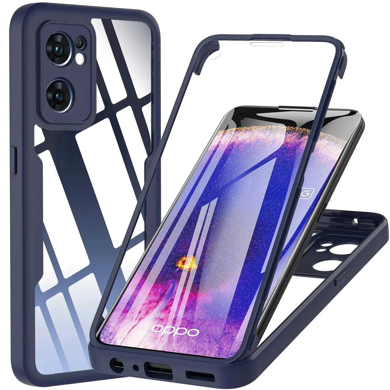 

Чехол 3 в 1 с полной защитой 360° для OPPO RENO 13 13Pro 13F 12/FS 4G 5G A3 A3X A40/M A60 A96 A76 A36 4G 5G Акрил+ТПУ Чехол для телефона OPPO Reno 13F 5G синий