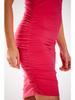Cotton Mini Dress with Ruffles and Short Sleeves, Fuchsia M