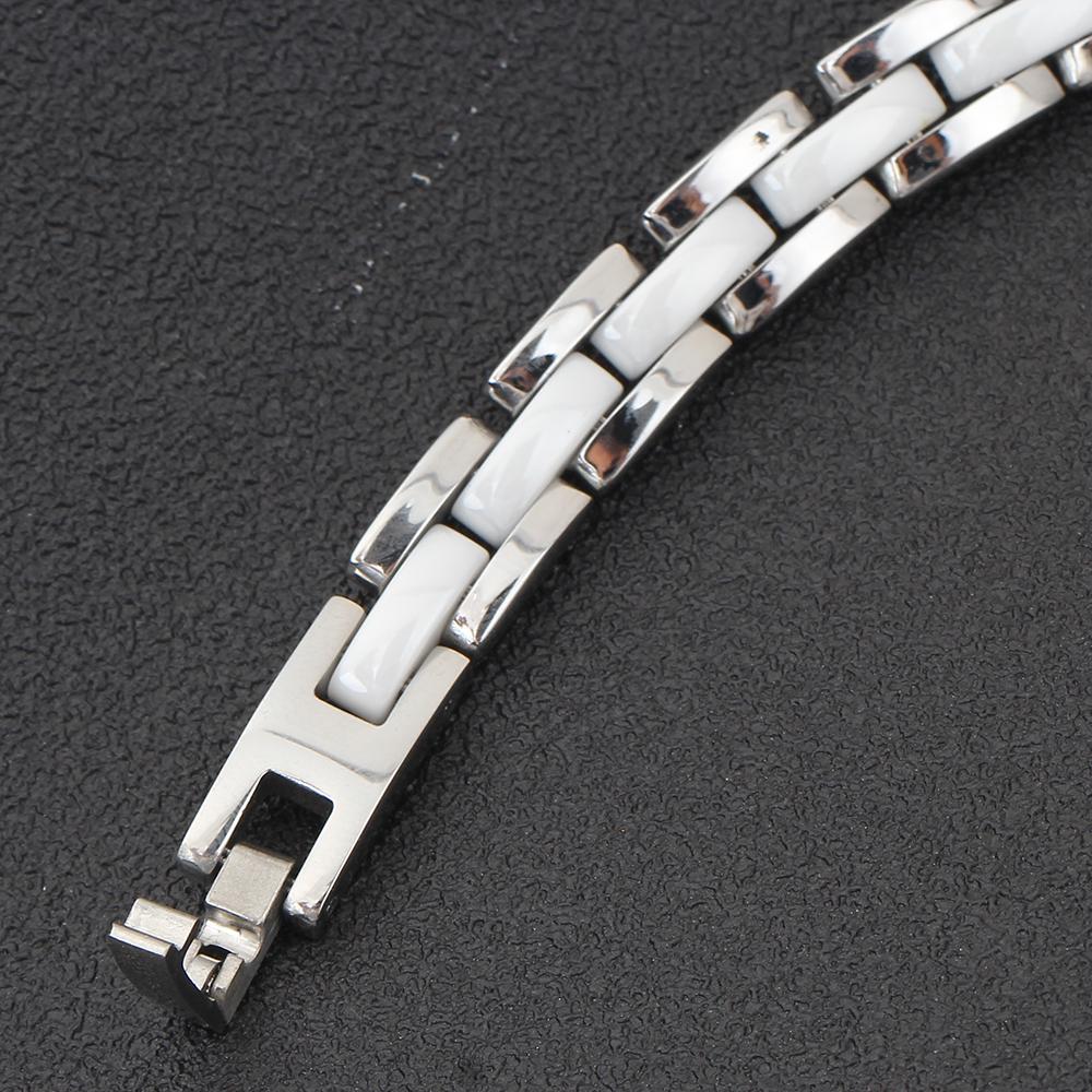 20cm Wit Keramisch Armband Bangle Roestvrij Staal Schakelarmband Sieraden voor Vrouwen en Mannen