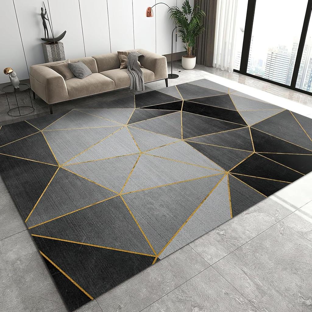 Vikama Nordic Geometric Luxury Loop Pile Rug - Washable Mat For Hall, Airbnb, Bedroom, Office, Home Decor