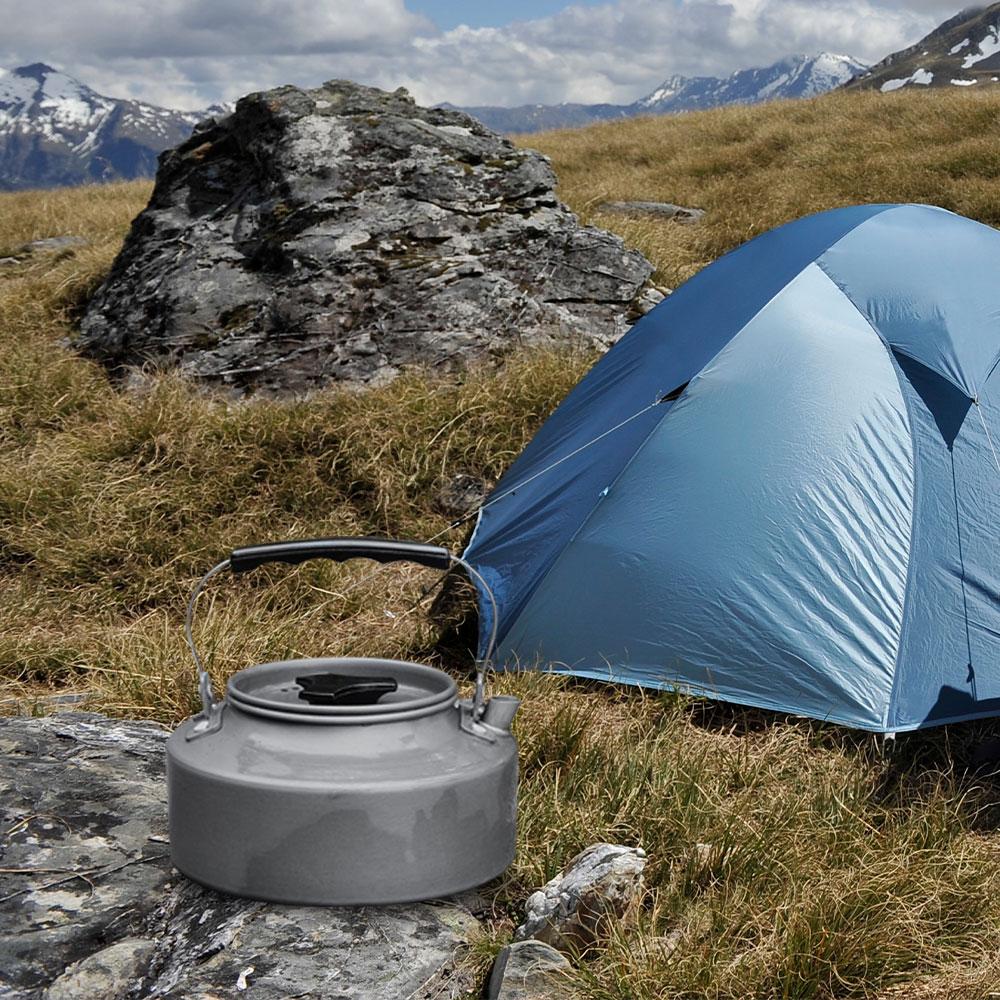 1,1 l Camping-Wasserkocher aus Aluminium, Teekanne, Reise-Pfanne, Teekanne, Kaffeekanne, Geschirr, Kochgeschirr für Wandern, Camping und Rucksackreisen