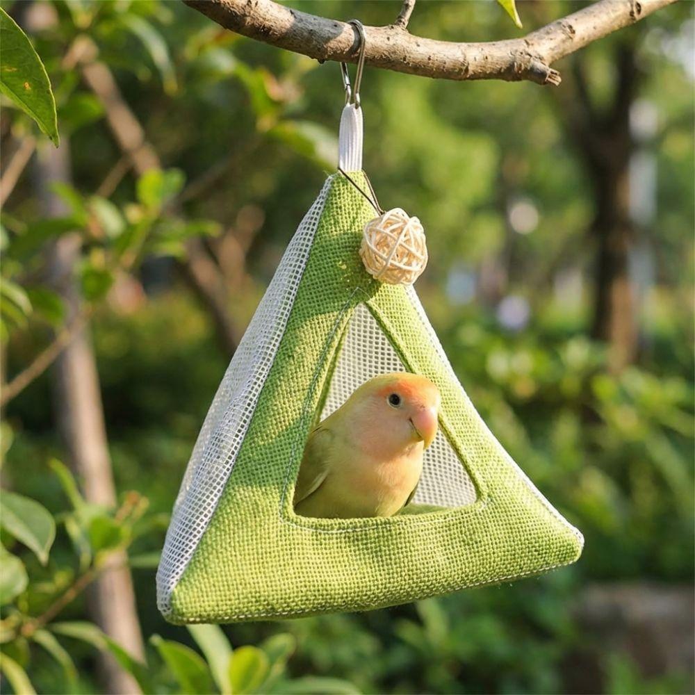 Breathable Net Summer Cooling Nest Triangular Bird Hammock Bird Hanging Tent  Hiding House