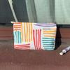Corduroy Portable Cosmetic Bag Striped Waterproof Toiletry Organizer Large Capacity Skin Care Storage Bag for Hiking Trip
