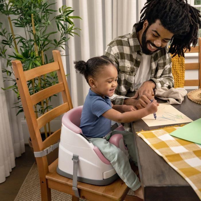 INGENUITY Réhausseur de chaise bébé enfant de 6 mois a 3 ans, Base 2 en 1 Pivoine, plateau amovible, rangement et nettoyage facile
