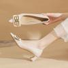 571-2 [Schafsleder] High Heels Damen dicker Absatz Herbst 2025 neu vielseitig spitz Pendler mittlerer Absatz Einzelne Schuhe