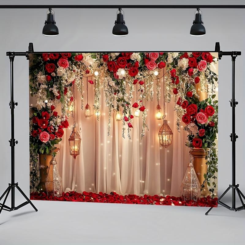 1 pièce, plat 2D, toile de fond photographique style européen or rose, toile de fond luxueuse pour décoration intérieure - idéale pour les mariages et la photographie,